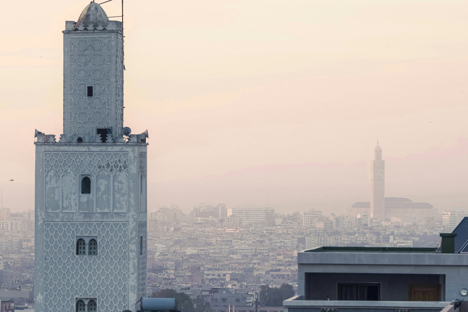 Views from Hay Ousra of Mosque Hassan II, Casablanca, Morocco