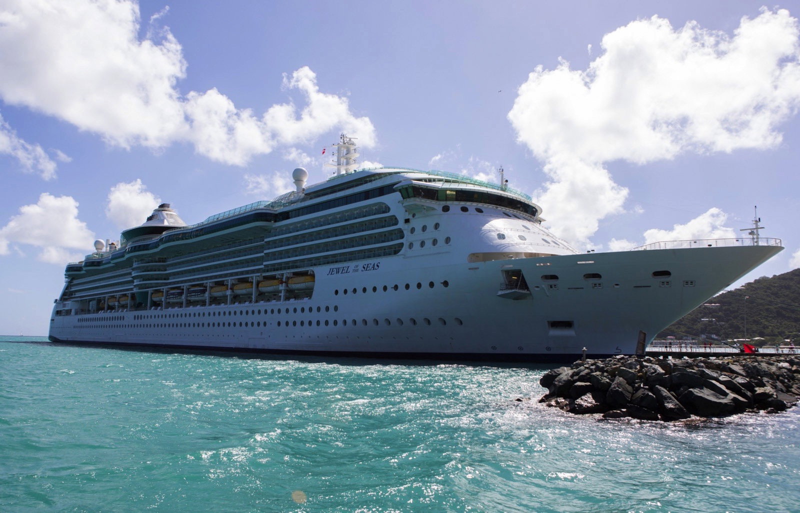Jewel of the Seas cruise ship sailing on calm blue ocean waters